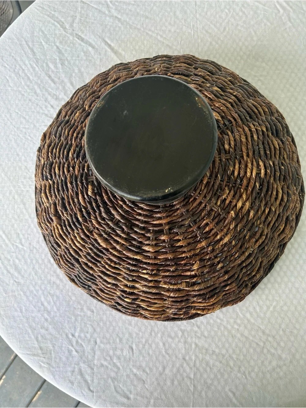 Wicker Woven Pedestal Fruit Bowl Plant Holder Storage Display Boho Basket 15”